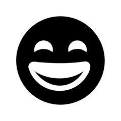 Obraz premium Smiling emoji face symbol icon of pure joy and happiness Vector