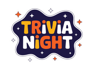 Trivia night lettering in orange and yellow