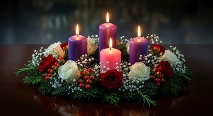 Gaudete Sunday Advent Wreath Pink Candle Celebration of Joyful Anticipation for Christmas