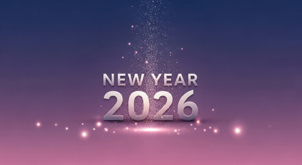 New year 2026, festive celebration with sparkling glitter and glowing light