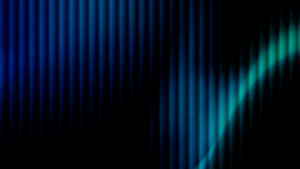 dark abstract black background with vertical ribbed texture and futuristic glowing cool blue teal wave