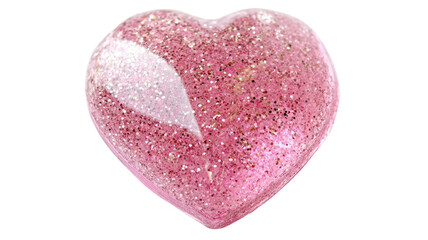 Obraz premium Shiny sparkling pink heart with glitter texture and bright romantic shape symbolizing love and celebration isolated on white background