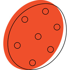 Abstract Orange Oval Shape with Seven Circular Holes on a Transparent Background Minimalist Geometric Design Clean Lines