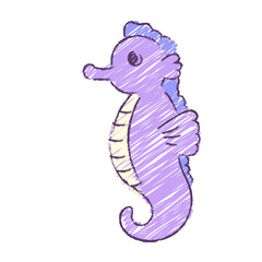Cartoon Crayon Seahorse Hand-drawn Element