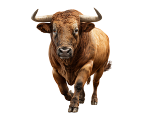 PNG file  Majestic Bull's Charge: Witness the raw power and strength of a bull, caught mid-stride. on transparent background PNG