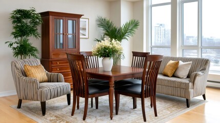 Fototapeta premium Apartment living room and dining area interior design