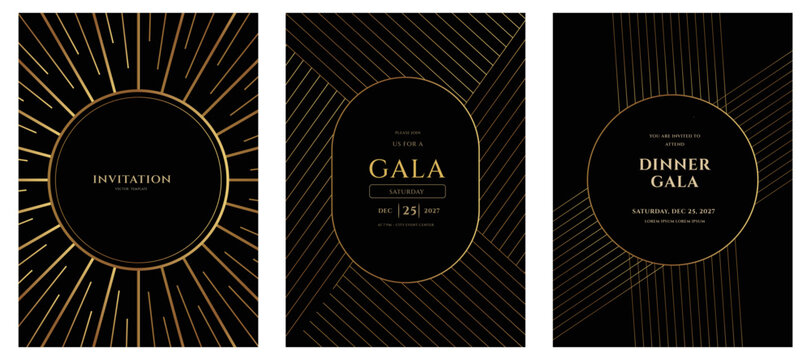 Luxury Dinner Gala Invitations  Geometric Art Deco Style, 25, 2027