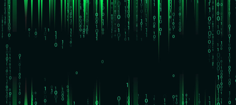 Falling Binary Code Stream, 0, 1  Digital Data Technology Background