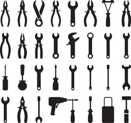 Tools and Hardware Silhouette Vector Bundle | Construction Icons | Black Vector