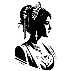 Silhouette of a beautiful woman wearing a crown