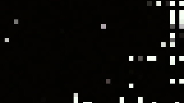 Futuristic pixel code block glitch distortion overlay with colorful pixelate digital error effect