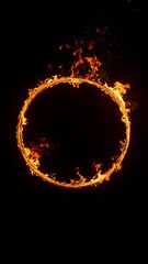 Fiery ring engulfed in flames against a stark black background