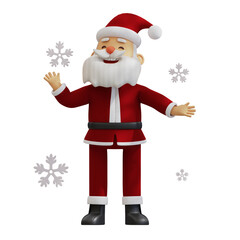 3D Santa Claus with Falling Snowflakes