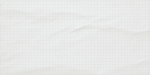 Grid background with noise texture. Vintage school sheet. Crumpled notebook paper. Tissue paper