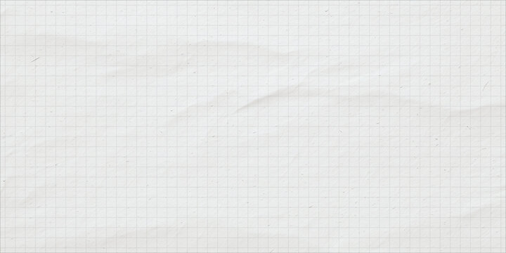 Grid background with noise texture. Vintage school sheet. Crumpled notebook paper. Tissue paper