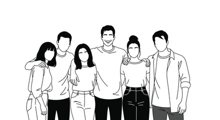 Diverse group of friends embracing unity and connection with joy