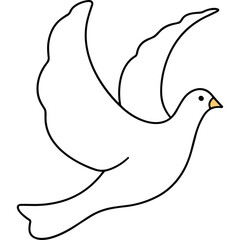 A White Dove With Its Wings Spread In Mid Flight Against A Transparent Background Symbolizing Peace And Freedom With A Small Orange Beak