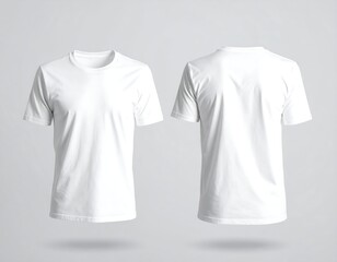 Front and back view of a plain white crew-neck t-shirt