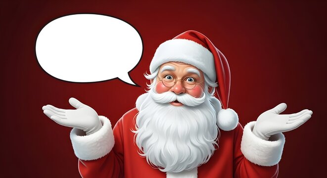 Surprised Santa Claus with Empty Speech Bubble for Your Message