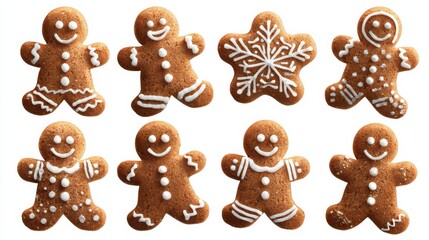 png set gingerbread men cookies isolated transparent