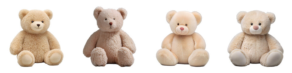 Obraz premium Set of teddy bear plush toys, isolated on transparent background