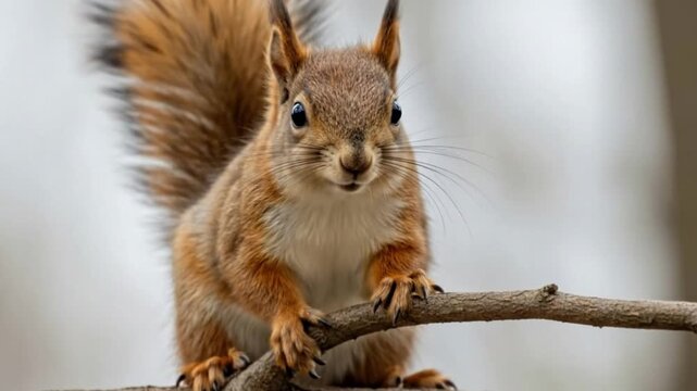 Squirrel perched on a branch with alert posture