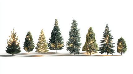 firefly png festive miniature christmas trees collection element set on transparent backgrou