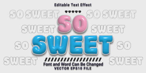3d inflate so sweet bubbles text effect