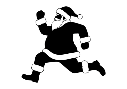 Running Santa Claus Christmas Silhouette Black Vector SVG