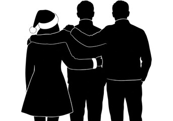 Family Holding Hands Santa Reindeer Hats Christmas Silhouette SVG