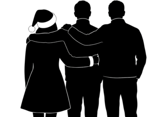 Family Holding Hands Santa Reindeer Hats Christmas Silhouette SVG