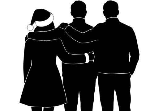 Family Holding Hands Santa Reindeer Hats Christmas Silhouette SVG