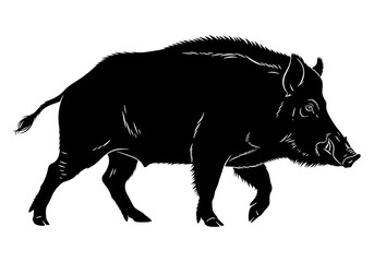 Wild Boar Silhouette Black Vector SVG
