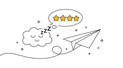 Sleeping Cloud Paper Airplane With Four Star Rating And Stars graphic design “Sale Promotion Badge and Speech Bubble Icon Set – Special Offer Discount Labels”
