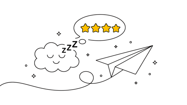 Sleeping Cloud Paper Airplane With Four Star Rating And Stars graphic design “Sale Promotion Badge and Speech Bubble Icon Set – Special Offer Discount Labels”