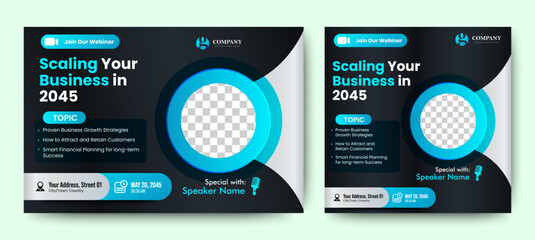 Digital marketing corporate social media business conference live webinar invitation and instagram post template. vector