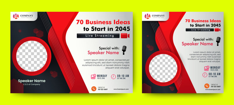 Set Corporate business conference banner template bundle or online webinar and technology conference social media banner layout, live webinar event invitation banner design template, meeting - Powered by Adobe