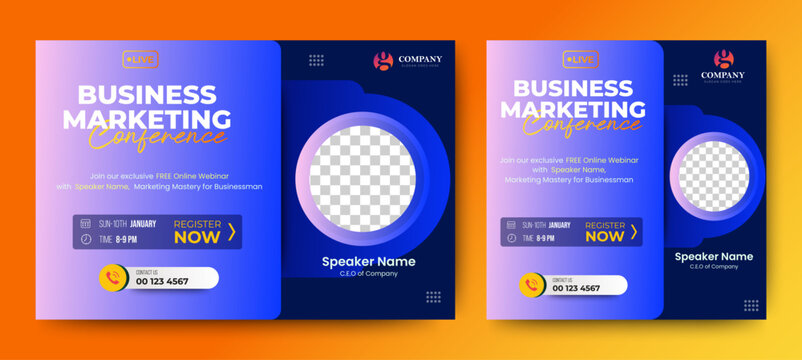 Webinar invitation social media post template collection. Usable for social media post and website ads. vector