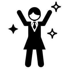 Silhouette of Female Entrepreneur Celebrating Success, success, entrepreneur, businesswoman, happiness