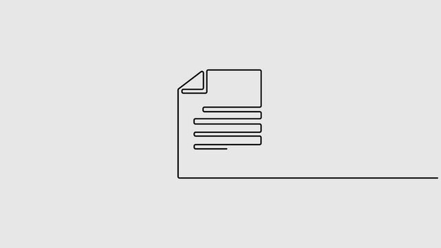 Documents file continuous one line drawing animation. Full length single line animation video