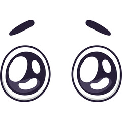 Cartoon Eyes With Sad Expression Looking Upward With Dark Pupils White Sclera And Black Eyebrows On Transparent Background