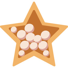 A Golden Star Shaped Cookie With A Transparent Background Filled With Small White Circles 1000