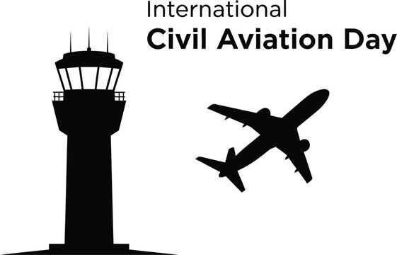 International Civil Aviation Day with airplane and control tower
