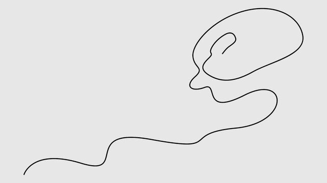 Self animated continuous one line drawing of computer mouse. Full length one line 4k animation video 