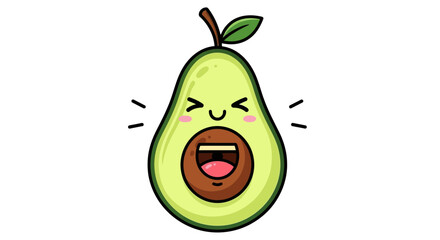Kawaii avocado cartoon laughing fruit vector illustration design
