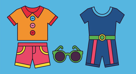 Summer clothes apparel fashion outfits clothing accessories vector