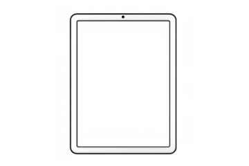 White digital tablet blank screen mockup with transparent background for user interface design and responsive web display