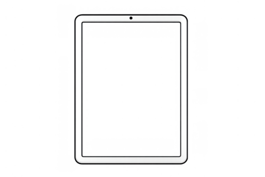 White digital tablet blank screen mockup with transparent background for user interface design and responsive web display