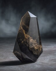 Angular Obsidian Gemstone with Gold Inclusions on Dark Moody Set