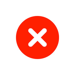 Red circle with white x mark, representing error, incorrect, delete, or close ui icon.
